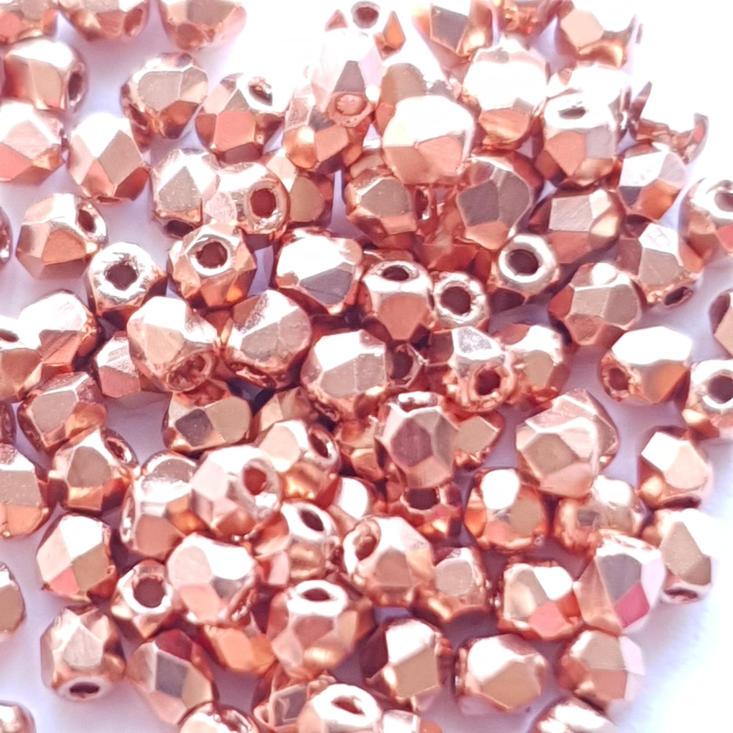 Fire Polished 2mm Crystal Copper Plated