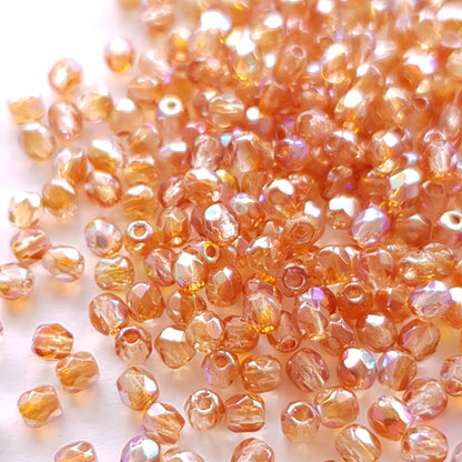 Fire Polished 3mm Crystal Orange Rainbow 98535