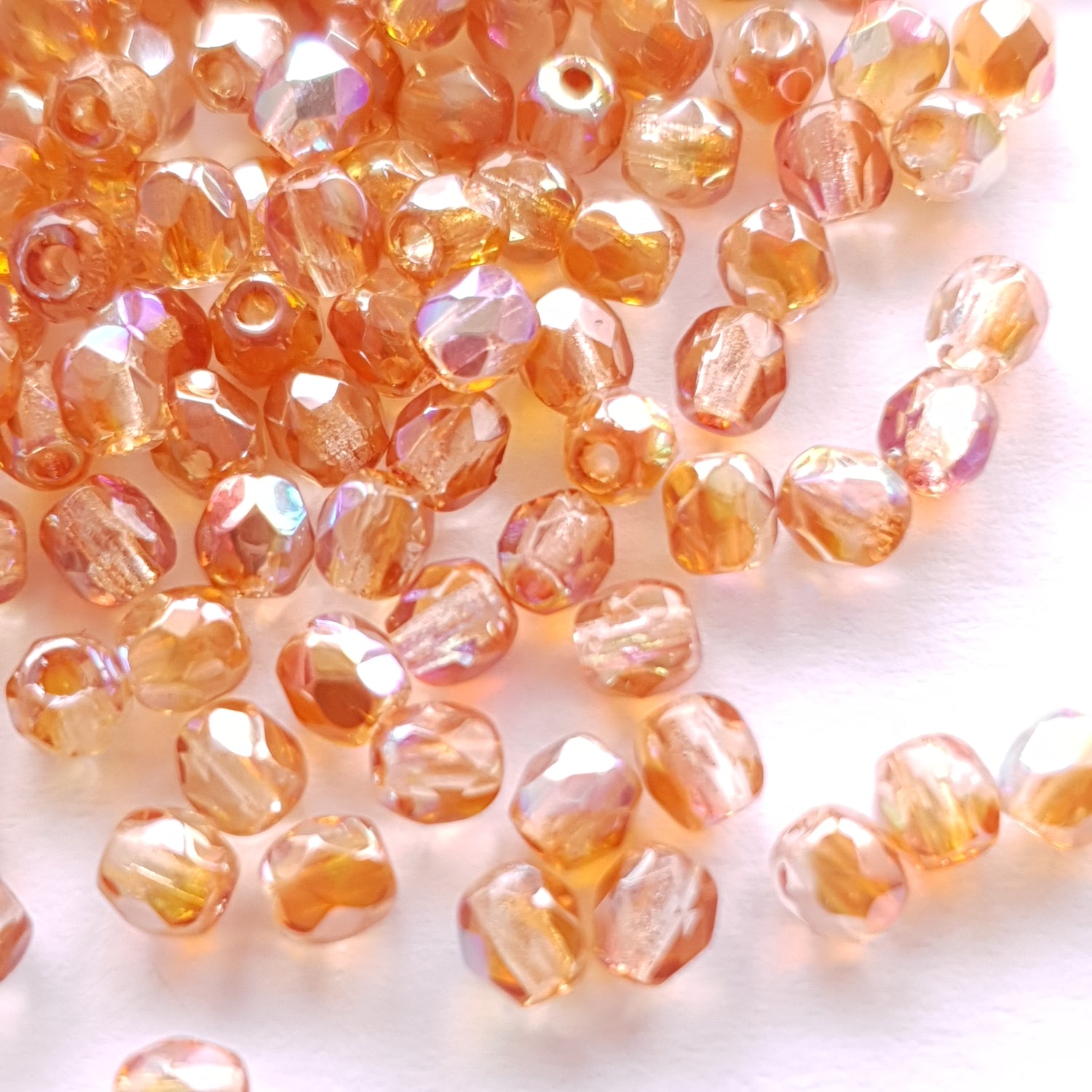 Fire Polished 3mm Crystal Orange Rainbow 98535