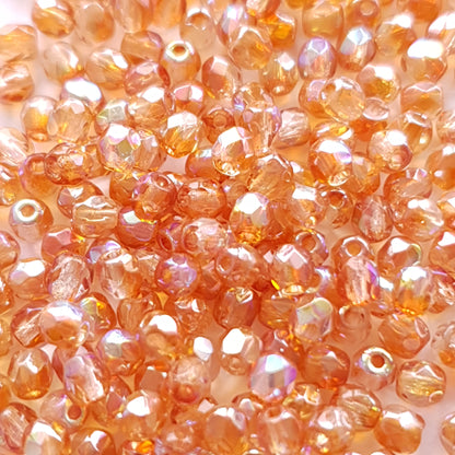 Fire Polished 3mm Crystal Orange Rainbow 98535