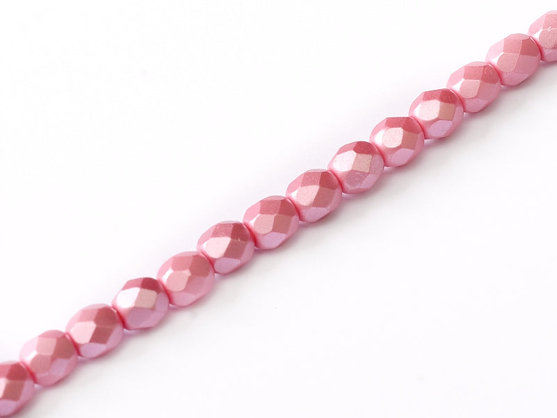 Fire Polished 3 mm Alabaster Pastel Pink